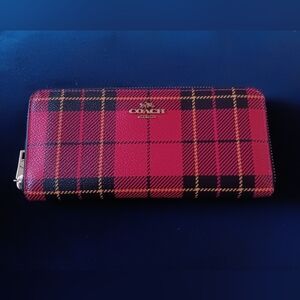 Coach Red Plaid Wallet